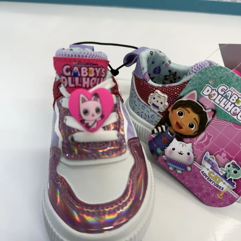 Girls Toddler Size 5 Gabbys Dollhouse Tennis Shoes NWT Sparkling Pink And White